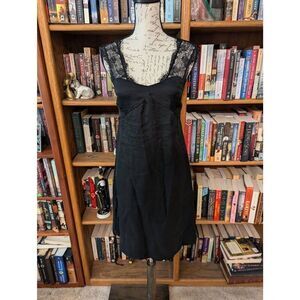 Comptoir Des Cotonniers Women’s xs Black Lace Trimmed Midi Sleeveless Dress